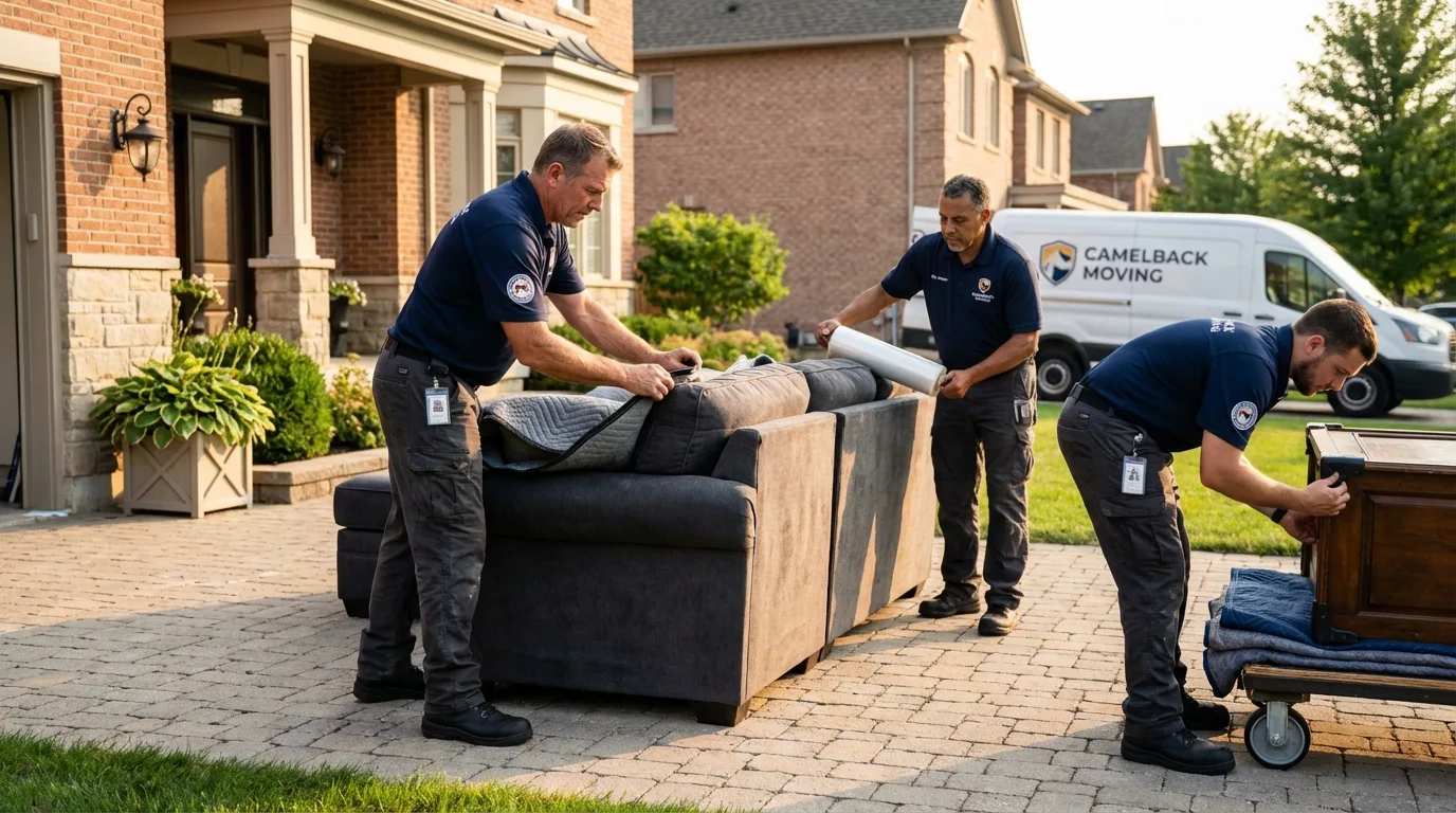Large estate moving crew wrapping furniture in Alamo, TN
