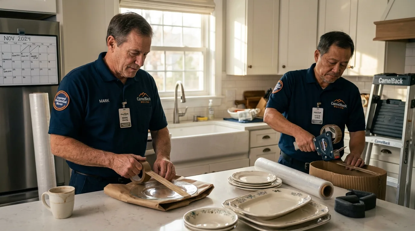 Professional crew packing kitchen dishware in Alamo, TN