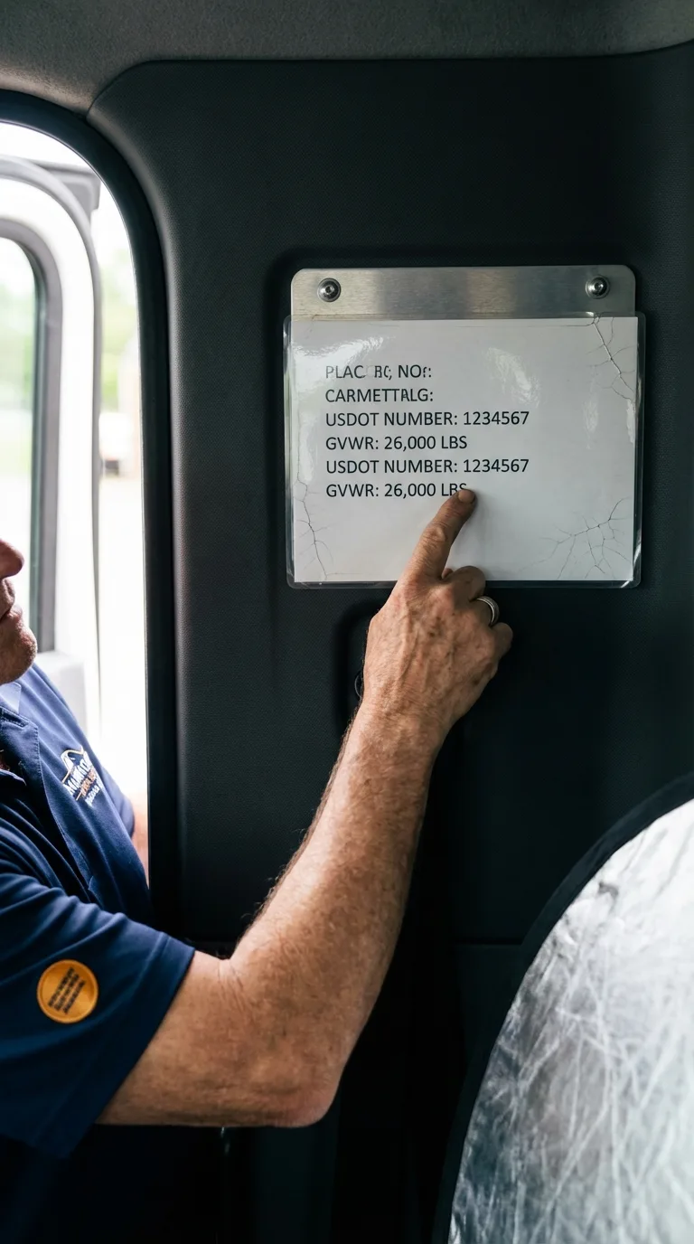 USDOT licensing placard verification in Alamo